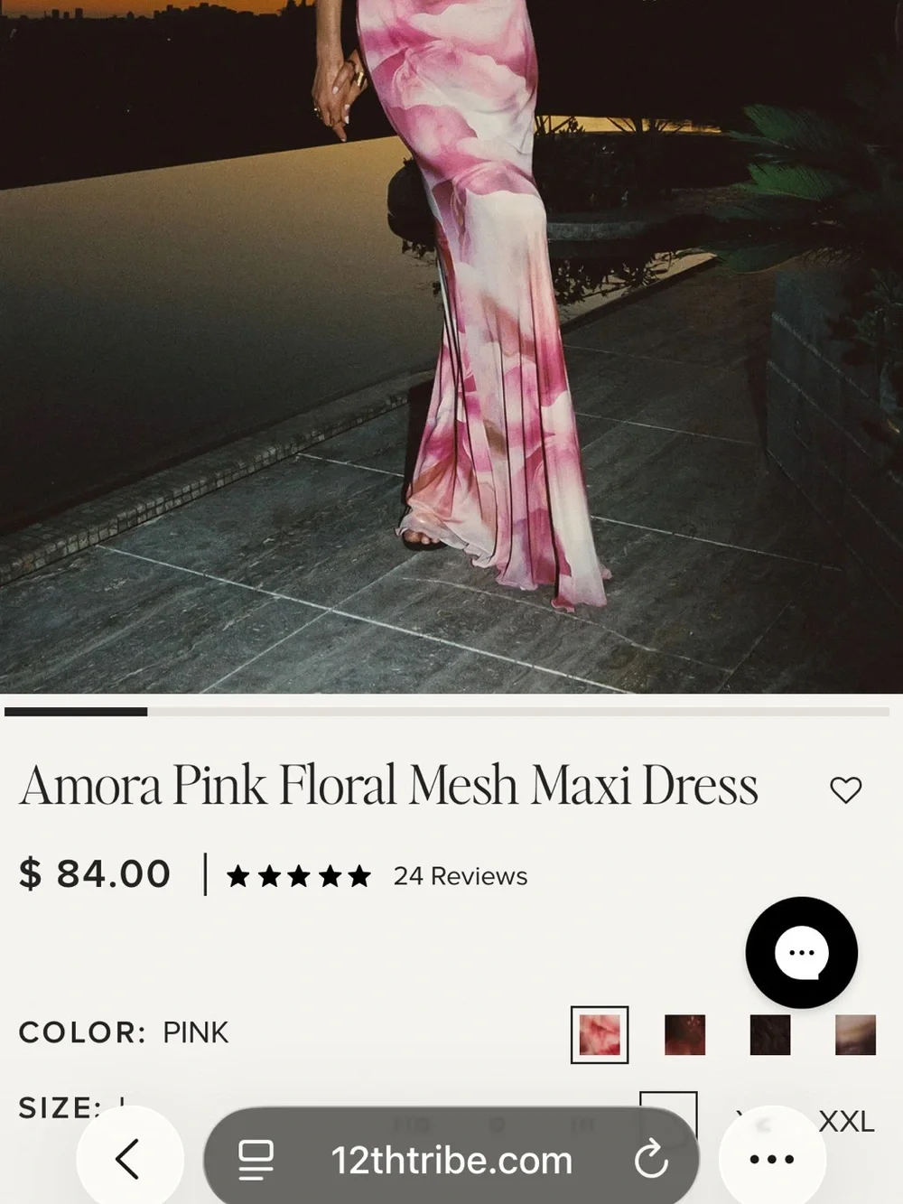 12th Tribe Amora Pink Floral Mesh Maxi Dress Size L
